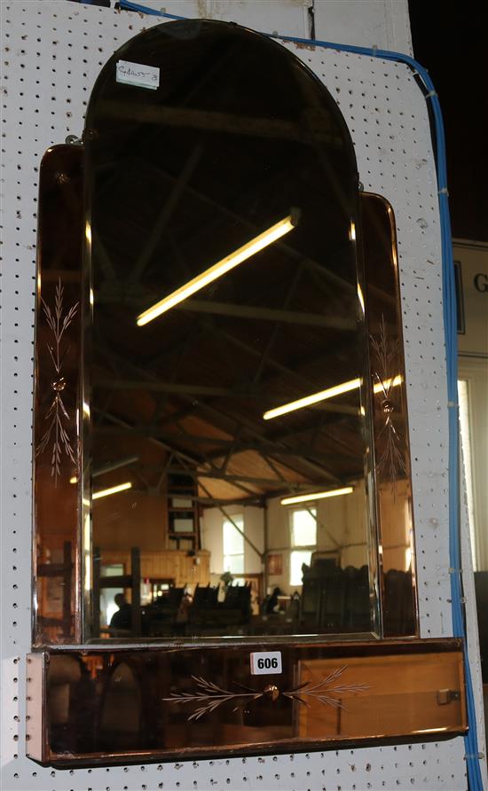 Peach coloured glass mirror